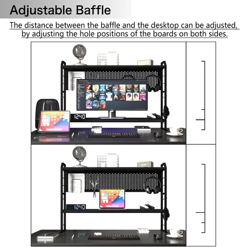 Vista 6 de PROXRACER Soporte ergonómico para monitor para mesas de 42 pulgadas en adelante, estante ajustable, marco de metal libre de óxido, soporta 200