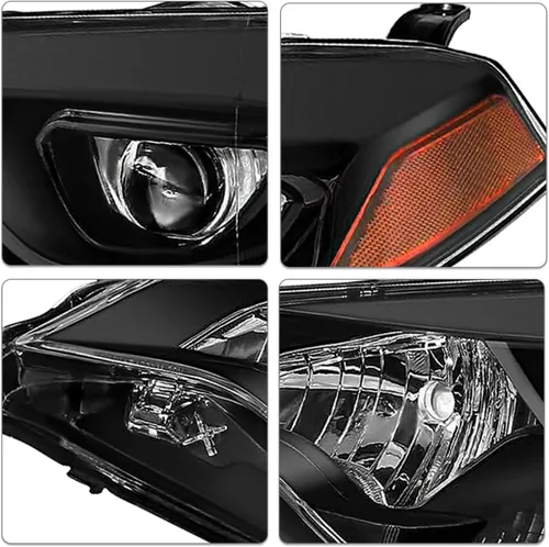 Vista 4 de SOCKIR - Conjunto de faros delanteros para Toyota Corolla 2014 2015 2016 Carcasa negra con reflector ámbar