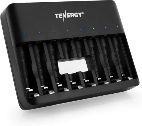 Vista 8 de Tenergy TN477U - Cargador rápido de 8 bahías para baterías recargables NiMH/NiCD AA AAA con 4 unids 2500 mAh AA y 4 pilas recargables AAA de 1000 mAh