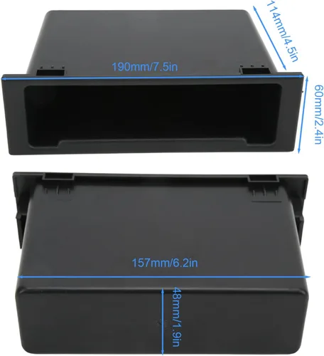Vista 5 de Caja de almacenamiento de radio de audio estéreo para automóvil, organizador de tablero de instrumentos 1DIN, ABS negro, bolsillo de repuesto