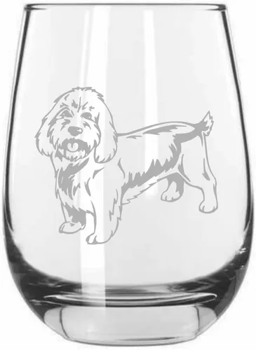 Vista 304 de Shar Pei (chino) - Vaso de vino sin tallo grabado para perro, 15.25 onzas