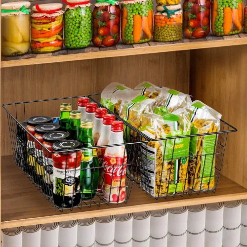 Vista 3 de SANNO Organizador de cesta para congelador, divisor de almacenamiento de alambre de metal para refrigerador, contenedores domésticos con asas