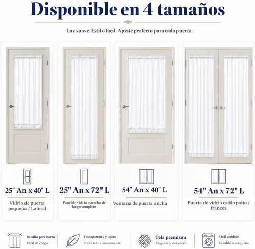 Vista 7 de Aquazolax - Cortinas transparentes para puerta y ventana gris - Cortinas con bolsillo para barra de 25 x 40 pulgadas para puertas de cristal
