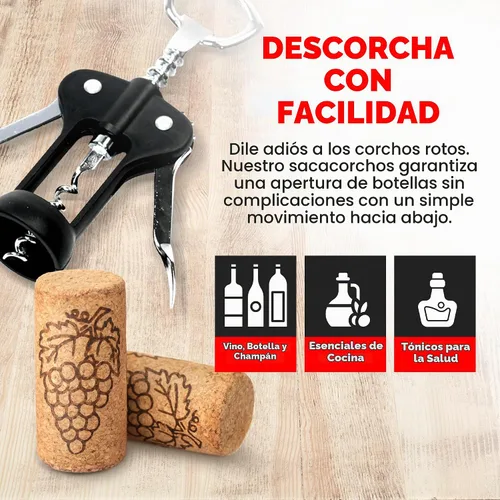 Vista 3 de Chef Craft Select Sacacorchos de metal con alas, 16,5 cm, negro y cromo Negro y cromado