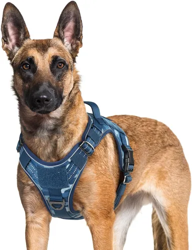 Vista 59 de rabbitgoo - Arnés para perros pequeño sin tirones, chaleco táctico de servicio con Molle y asa de control, arnés militar ajustable y reflectante