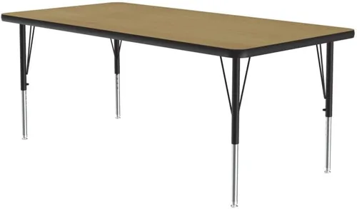Vista 127 de Correll - Mesa rectangular de actividades para el aula de 24 x 36 pulgadas, altura ajustable (19-29 pulgadas), parte superior de nogal colonial
