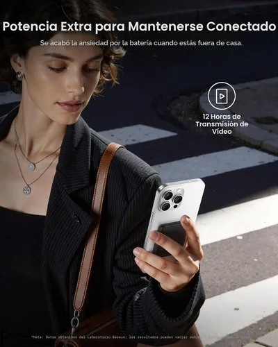 Vista 7 de Baseus Picogo Banco de Energía, Cargador Portátil Certificado Qi2 de 15W MagSafe Más Pequeño, Batería Magnética de 5000mAh de 0.5" Ultra Delgada