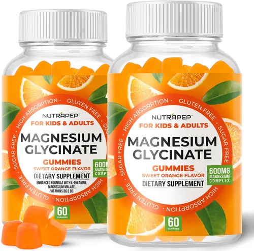 Vista 8 de NutraPep Gomitas de glicinato de magnesio para niños y adultos, mujeres y hombres, sin azúcar, sin gluten, sin OMG, vegano, suplemento masticable