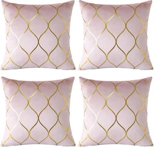Vista 11 de OTOSTAR Juego de 4 fundas de almohada decorativas doradas de 18 x 18 pulgadas, fundas de almohada cuadradas de terciopelo suave, fundas de cojín
