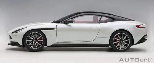 Vista 7 de Autoart Aston Martin DB11 Morning Frost White Metallic con parte superior negra e interior rojo modelo 1/18