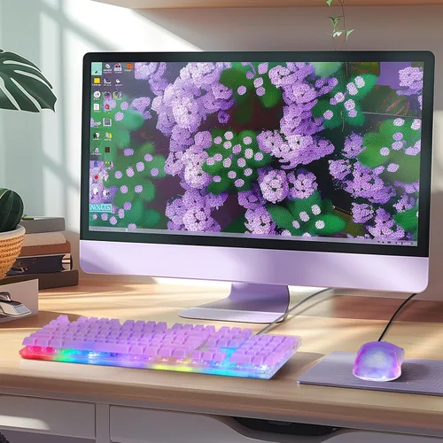 Vista 7 de CHONCHOW Combo de teclado y mouse RGB para juegos, teclado transparente con cable USB, retroiluminación LED arco iris, juego de teclado transparente