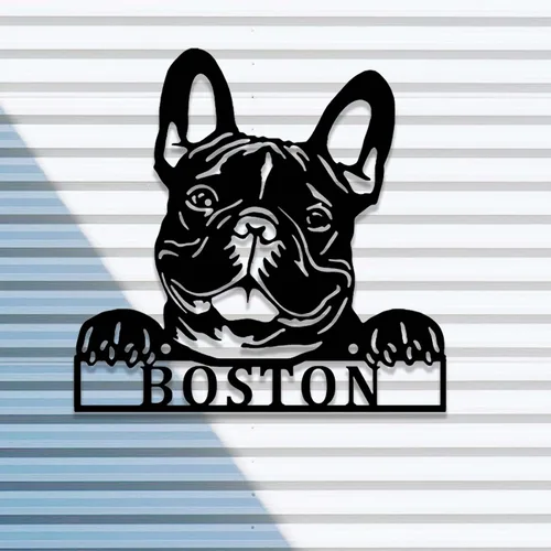 Vista 8 de Letrero personalizado de bulldog francés – Letrero personalizado para perro, arte de pared de metal, regalo conmemorativo para amantes