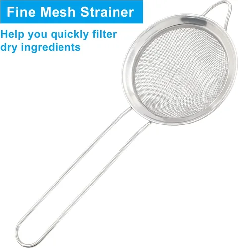 Vista 5 de Piutouyar Coladores de malla fina de 3.1 in/3.15 pulgadas, coladores de cocina de acero inoxidable, colador de malla fina de alta resistencia