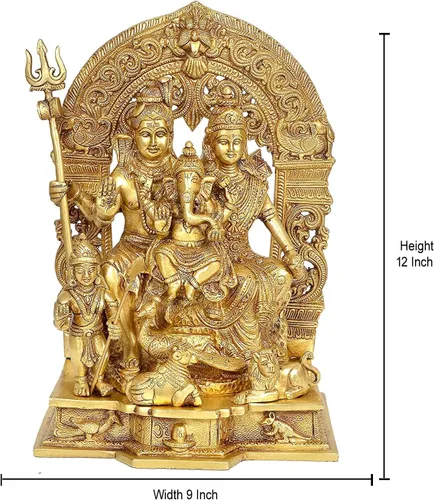 Vista 6 de AONA Figura decorativa de ídolo de Shiv Parivar de latón, escultura de familia Shiv para el hogar, templo, oficina, regalo, artículo de regalo