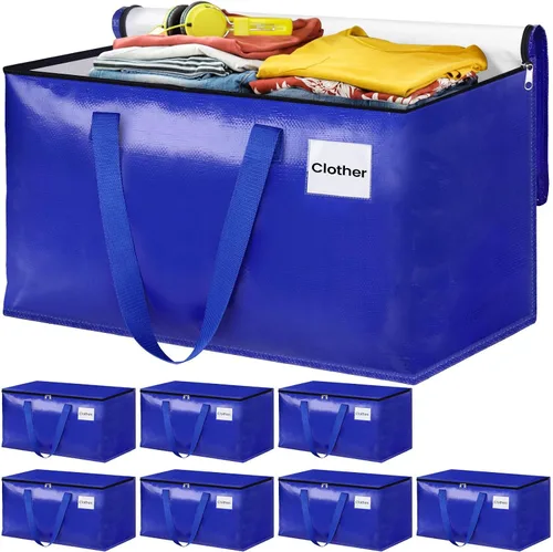 Vista 16 de Bolsas de mudanza extra grandes, bolsas de almacenamiento con asas de estudio y cremalleras resistentes, suministros de mudanza para mudanza