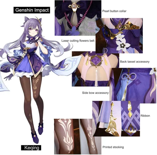 Vista 4 de CR ROLECOS Genshin Impact - Disfraz de cosplay para fiesta de Halloween