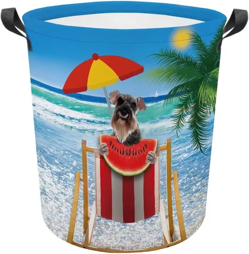 Vista 6 de Cesta plegable con estampado de perro, lindo Cavalier King Charles Spaniel Sandía con asa, caja de juguetes, bolsa de almacenamiento