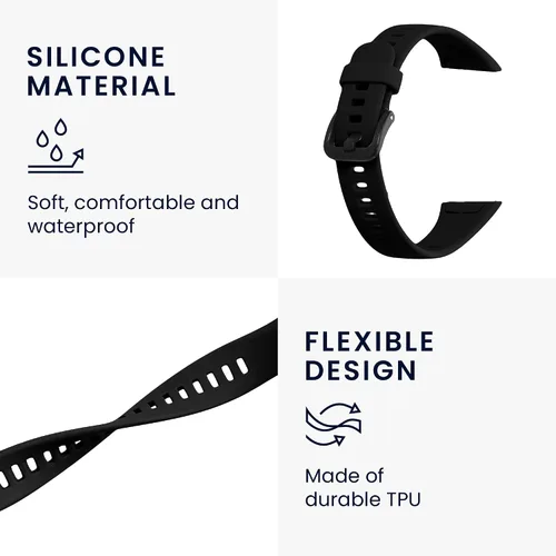 Vista 3 de kwmobile Straps Compatible with Huawei Band 6 & 6 Pro/Honor Band 7 & 6 Straps - 2x Replacement Silicone Watch Bands - Dark Green/Beige