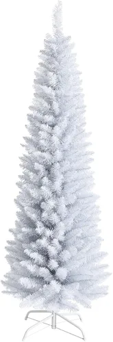 Vista 11 de GOFLAME - Árbol de Navidad artificial de 6 pies con luces LED blancas cálidas preiluminadas, árbol de Navidad con flecos de nieve, 435 puntas