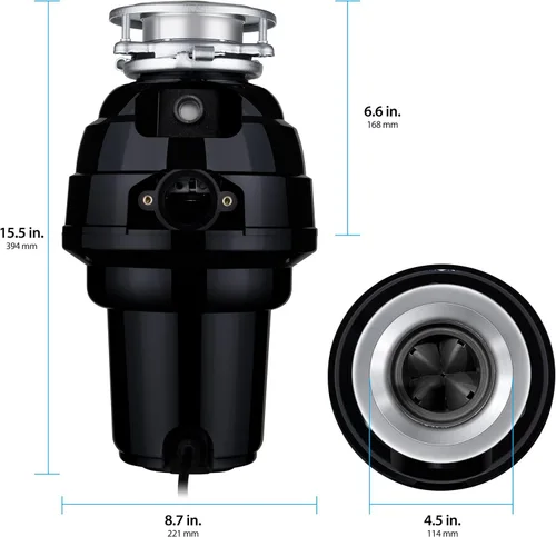 Vista 4 de Waste Maid 10-US-WM-658-3B - Sistema de trituración de residuos de alimentos de acero inoxidable anti-atascos, 1-1/4 HP Premium, Negro