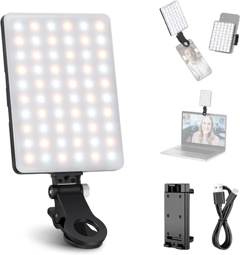Vista 12 de NEEWER Versión de Nivel de Entrada Luz LED para Selfie, Clip de Plástico para Relleno de Luz en Teléfono para iPhone, 66 LEDs CRI92 Portátil