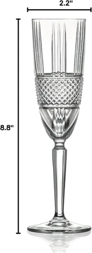Vista 3 de Barski Flauta de tostado, champán, flautas, juego de 6 vasos de cristal de flauta, copas de brindis de boda, vidrio con diseño de borde grueso, 6
