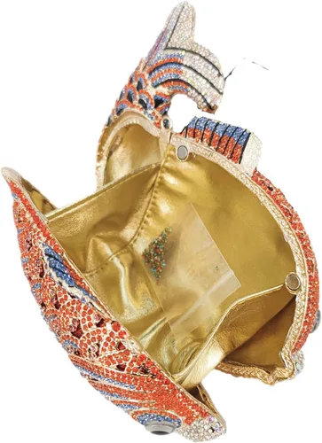 Vista 6 de Boutique De FGG Bolsos de mano con diamantes de imitación de pescado para mujer, bolsos formales de noche, bolso de graduación, boda, fiesta, bolsa