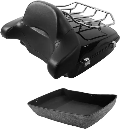 Vista 6 de TCT-MOTORPARTS Maletero y respaldo negro mate cortado para Harley Touring Electra Street CVO Road King Glide 2014-2025