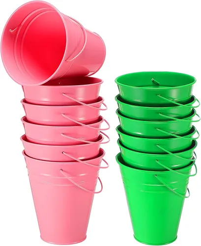 Vista 15 de Sadnyy 12 paquetes de cubos de metal con asa, cubo galvanizado de 4.5 x 5 pulgadas, suministros para fiestas, manualidades para Navidad, Halloween