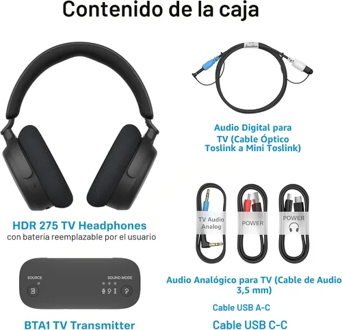 Vista 9 de Auriculares Sennheiser RS 255 para TV - Paquete de Auriculares Bluetooth y Transmisor - Auriculares Inalámbricos de Baja Latencia con Sonido