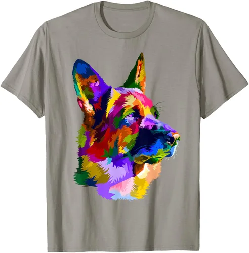Vista 27 de Camiseta con retrato de pastor alemán para dueños de perros, Negro, S