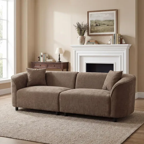 Vista 11 de Sofá de asiento profundo moderno de 3 plazas con patas de madera de abedul, sofá de cuero de 80.25 pulgadas, sofá tapizado suave para sala de estar