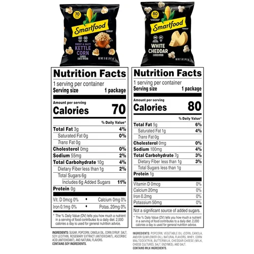 Vista 3 de Smartfood Palomitas de maíz, paquete variado, 0.5 onzas (paquete de 40)