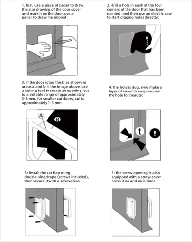Vista 8 de Fabater Cat Door, Safety Pet Door for Pets Up to 25 Lb, 4 Way Locking Cat Flap Door for Interior Exterior Door, Window and Wall, Weatherproof & Easy