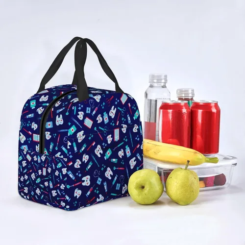 Vista 7 de Bolsa de Almuerzo Higienista Dental Lonchera para Mujeres y Hombres Bolsa de Picnic Aislada Enfriador Térmico Bolsa Tote Linda para Trabajo Camping