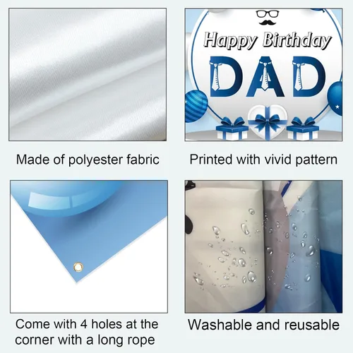 Vista 6 de Labakita Cartel azul de feliz cumpleaños para papá, cartel de decoración de fiesta de cumpleaños de hombres, fondo de feliz cumpleaños para padre