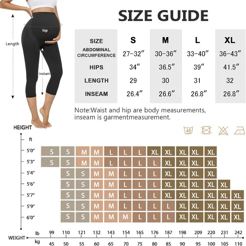 Vista 6 de Maternity Capri Leggings Over The Belly Butt Lift -Soft Non-See-Through Workout Pregnancy Pants for Women