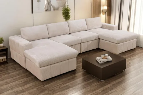Vista 9 de A Ainehome Juego de sofá modular modular con otomanas de gran tamaño en forma de U, sofá modular de 7 asientos con tumbonas reversibles para sala