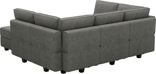 Vista 9 de Belffin Sofá Cama Seccional Modular con Otomana de Almacenamiento, Sofás Seccionales Convertibles para Sala de Estar, Chaise Reversible Terry. Sofá