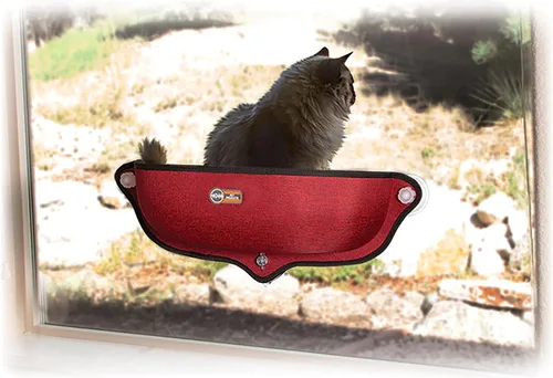Vista 11 de K&H - Cama perca para ventana de gato, cara de gatito EZ Mount 27x11x6