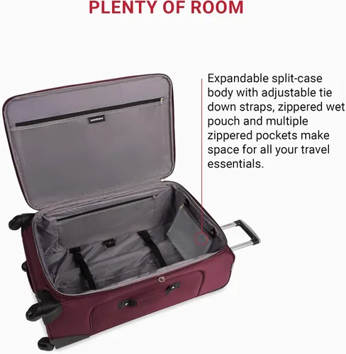 Vista 44 de SwissGear - Equipaje suave expandible Sion con ruedas, Negro