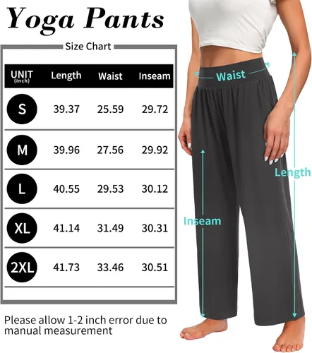 Vista 5 de OLIKEME Pantalones de yoga de pierna ancha para mujer, cintura alta, cómodos, casuales, holgados, para entrenamiento, talla grande, pantalones