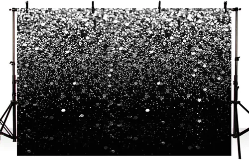 Vista 5 de MEHOFOND Fondo de lentejuelas plateadas con purpurina negra, fondo de baile de graduación, cielo estrellado, brillante, fondo abstracto para fotos