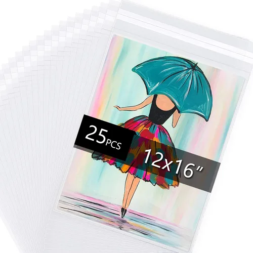 Vista 13 de Falling in Art Bolsas de plástico transparentes con sello de cristal sin ácido de 1.496 mil (un solo lado) para impresiones de arte de 5x7, fotos, 5
