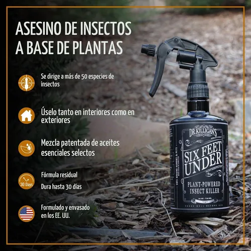 Vista 2 de Dr. Killigan's Six Feet Under Plant Powered Insect Killer Spray Control natural de plagas de interior Pulgas, polillas de despensa y ropa
