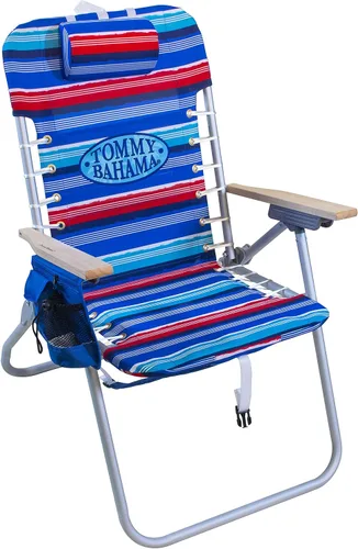 Vista 18 de Tommy Bahama Hi-Boy 17" Seat Height 4-Position Lace-Up Suspension Folding Beach Backpack Chair