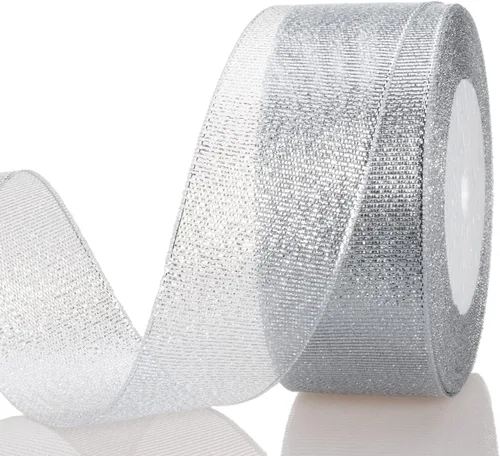 Vista 10 de YASEO Cinta de purpurina dorada de 1 1/2 pulgadas, 25 yardas de cinta de tela metálica brillante para envolver regalos, decoración de fiestas