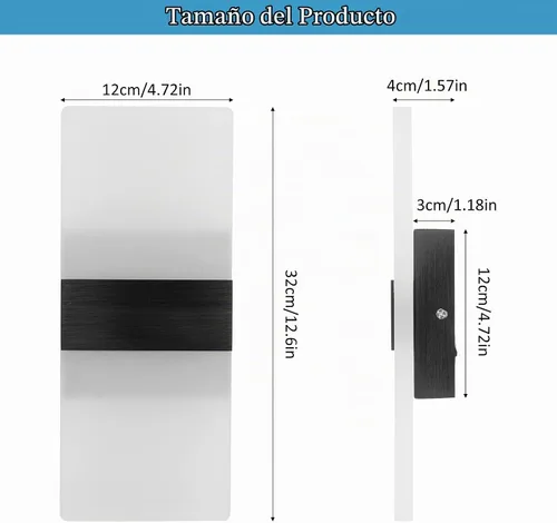 Vista 5 de Lightess Aplique de pared moderno regulable. Lámpara de pared de 12 W en negro, lámpara de pared interior de acrílico para dormitorio, sala