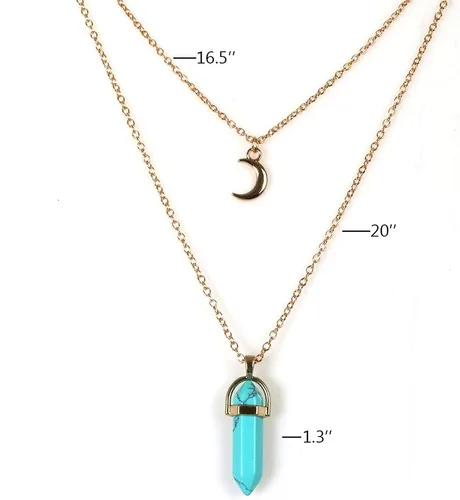 Vista 4 de Gargantilla con piedra lunar de cristal curativo, collar estilo bruja, para mujer, aleación, Turquesa creada.