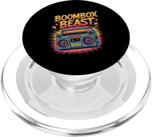 Vista 7 de Boombox Beast Retro 80s 90s Hip Hop Boom Box PopSockets Adhesive PopGrip